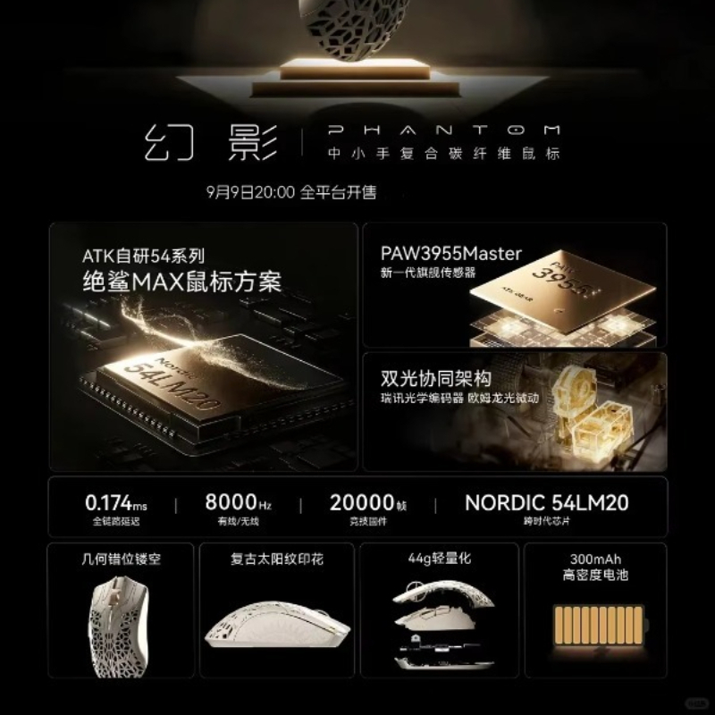 현재 판매 중인 ATK 팬텀 블레이징 스카이 무선 인체 - Esports Gaming Mouse 리뷰 및 가격